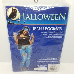 Hippie Stretch Jean Leggings Peace Love Groovy Adult One Size Up to 8